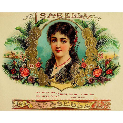 Isabella Cigar (2) Gold Ornate Wood Framed Art Print with Double Matting by Vintage Apple Collection