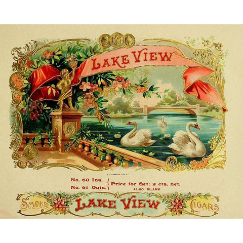 Lakeview White Modern Wood Framed Art Print by Vintage Apple Collection