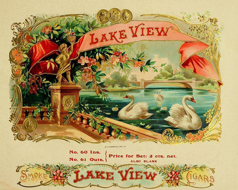 Lakeview Black Ornate Wood Framed Art Print with Double Matting by Vintage Apple Collection