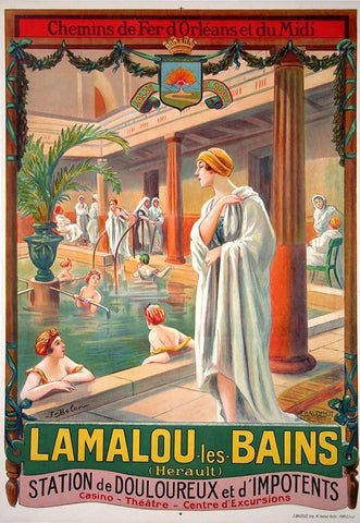 Lamalou Les Bains White Modern Wood Framed Art Print with Double Matting by Vintage Apple Collection