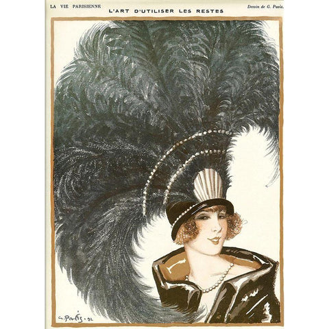 Lavie Parisienne Featherhat Gold Ornate Wood Framed Art Print with Double Matting by Vintage Apple Collection