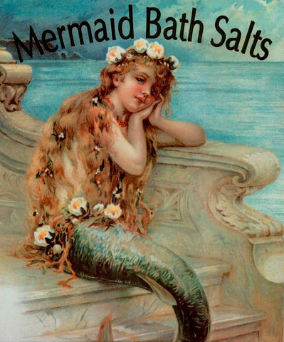 Mermaid Bathsalts White Modern Wood Framed Art Print with Double Matting by Vintage Apple Collection