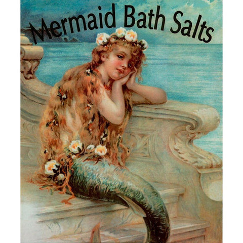 Mermaid Bathsalts Black Modern Wood Framed Art Print by Vintage Apple Collection