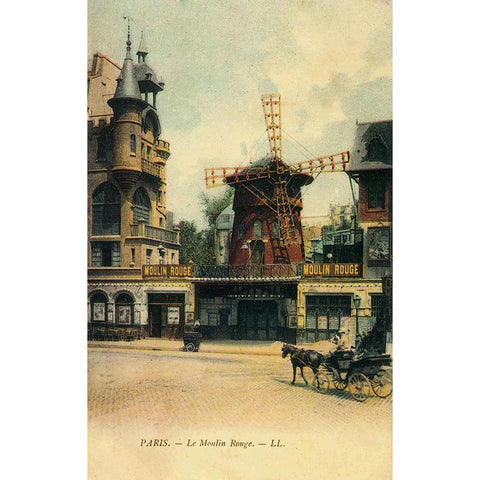 Moulin Rouge White Modern Wood Framed Art Print by Vintage Apple Collection