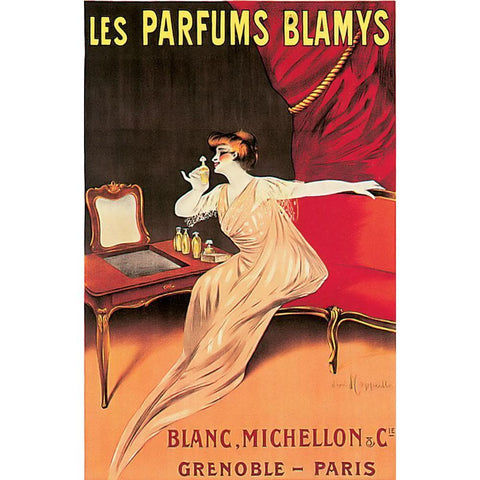 Parfums Blamys White Modern Wood Framed Art Print by Vintage Apple Collection