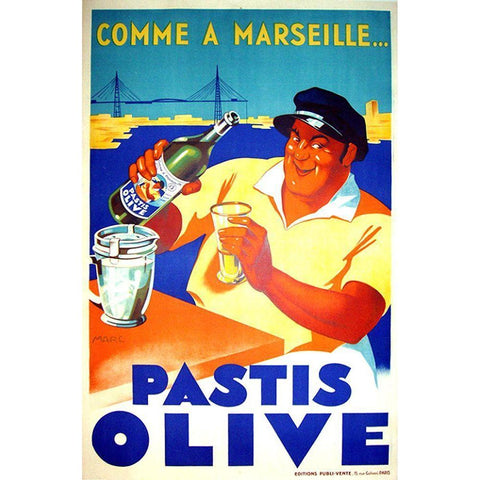 Pastis Olive White Modern Wood Framed Art Print by Vintage Apple Collection