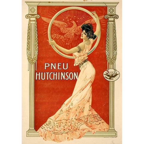 Pneu Hutchinson Gold Ornate Wood Framed Art Print with Double Matting by Vintage Apple Collection