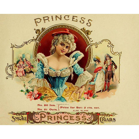 Princess Cig Black Modern Wood Framed Art Print with Double Matting by Vintage Apple Collection