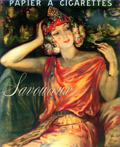 Savoureuxcigarettes White Modern Wood Framed Art Print with Double Matting by Vintage Apple Collection