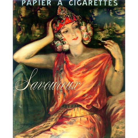 Savoureuxcigarettes White Modern Wood Framed Art Print by Vintage Apple Collection