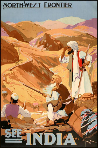 See India Black Ornate Wood Framed Art Print with Double Matting by Vintage Apple Collection