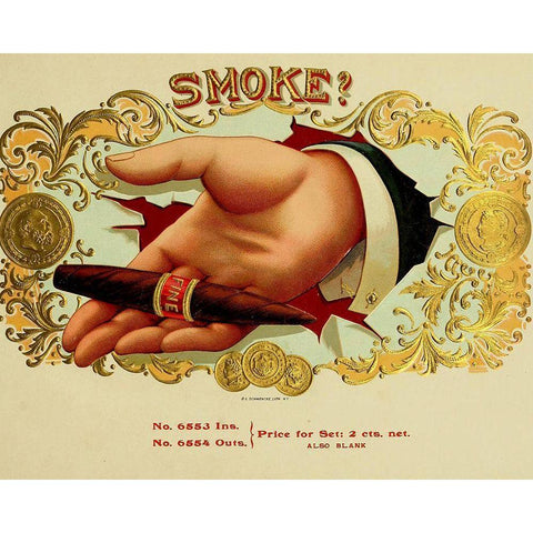 Smoke Cig Black Modern Wood Framed Art Print with Double Matting by Vintage Apple Collection