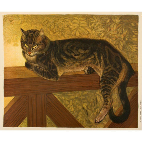 Steinlen Cat Black Modern Wood Framed Art Print with Double Matting by Vintage Apple Collection