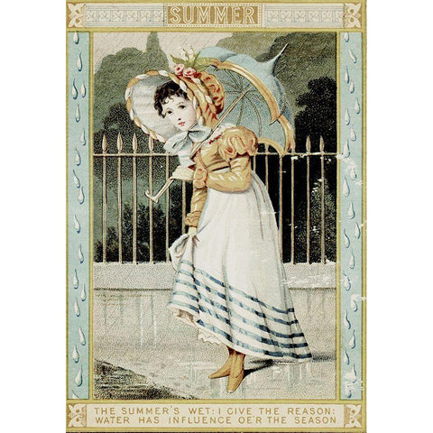 Summerrain Gold Ornate Wood Framed Art Print with Double Matting by Vintage Apple Collection