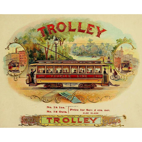 Trolley Cigars Gold Ornate Wood Framed Art Print with Double Matting by Vintage Apple Collection