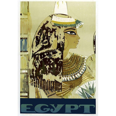 Visit Egypt Cleopatra White Modern Wood Framed Art Print by Vintage Apple Collection