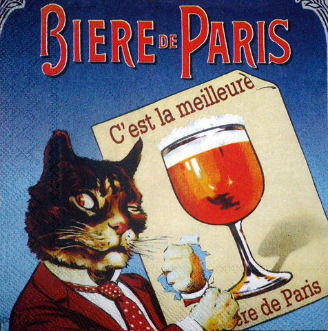 Biere de Paris White Modern Wood Framed Art Print with Double Matting by Vintage Apple Collection