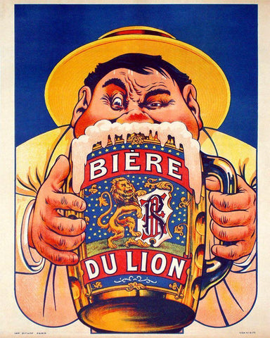 Biere du Lion White Modern Wood Framed Art Print with Double Matting by Vintage Apple Collection