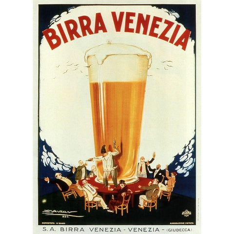 Birra Venezia White Modern Wood Framed Art Print by Vintage Apple Collection