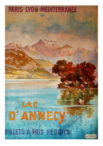 Lac Dâ€™Annecy III White Modern Wood Framed Art Print with Double Matting by Vintage Apple Collection