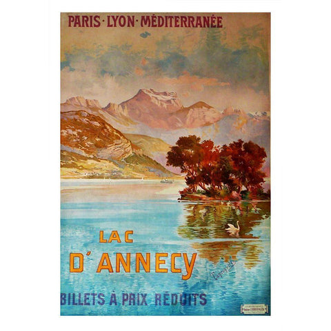 Lac Dâ€™Annecy III Black Modern Wood Framed Art Print with Double Matting by Vintage Apple Collection