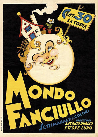 Mondo Fanciullo Black Ornate Wood Framed Art Print with Double Matting by Vintage Apple Collection