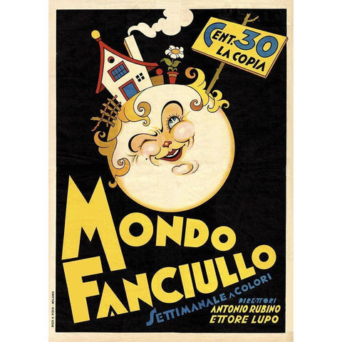 Mondo Fanciullo Black Modern Wood Framed Art Print by Vintage Apple Collection