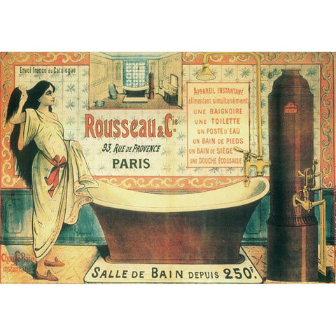 Salle de Bain White Modern Wood Framed Art Print by Vintage Apple Collection