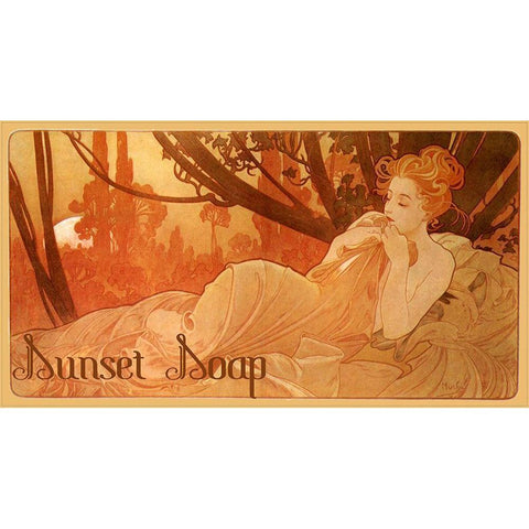 Sunset Soap Gold Ornate Wood Framed Art Print with Double Matting by Vintage Apple Collection