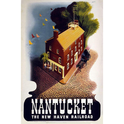 Nantucket Black Modern Wood Framed Art Print by Vintage Apple Collection