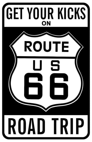 Route 66 Black Ornate Wood Framed Art Print with Double Matting by Vintage Apple Collection