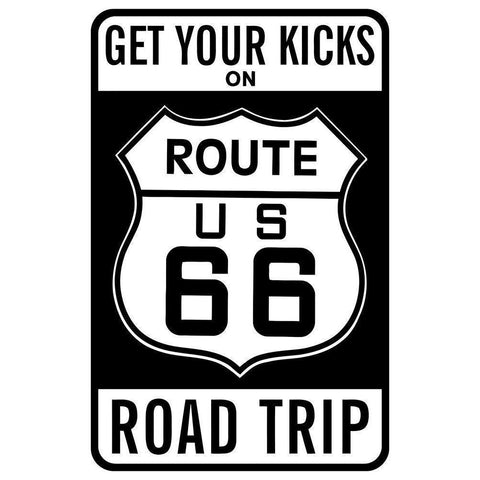 Route 66 Black Modern Wood Framed Art Print by Vintage Apple Collection