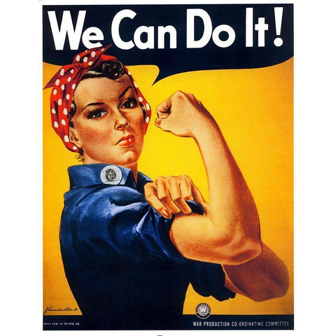 We Can Do It Black Modern Wood Framed Art Print with Double Matting by Vintage Apple Collection