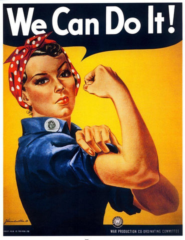 We Can Do It Black Ornate Wood Framed Art Print with Double Matting by Vintage Apple Collection
