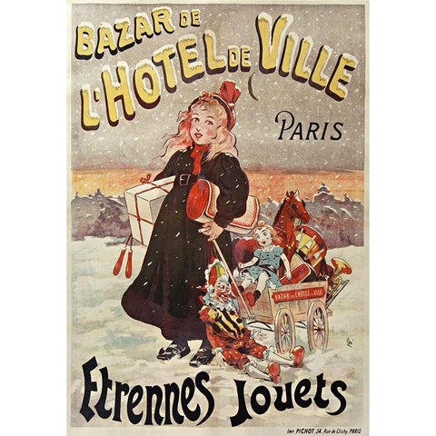 Bazar de Lâ€™Hotel de Ville Black Modern Wood Framed Art Print with Double Matting by Vintage Apple Collection