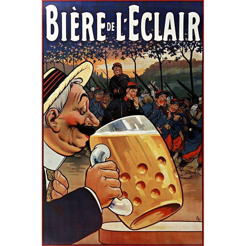 BiÃ©re de Lâ€™Eclair Black Modern Wood Framed Art Print with Double Matting by Vintage Apple Collection