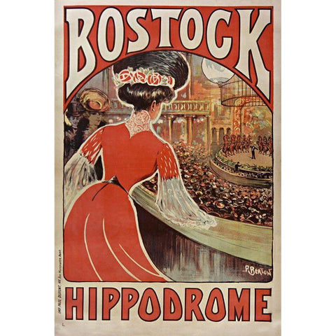 Bostock Hippodrome Gold Ornate Wood Framed Art Print with Double Matting by Vintage Apple Collection