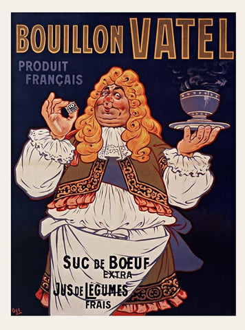 Bouillon Vatel White Modern Wood Framed Art Print with Double Matting by Vintage Apple Collection