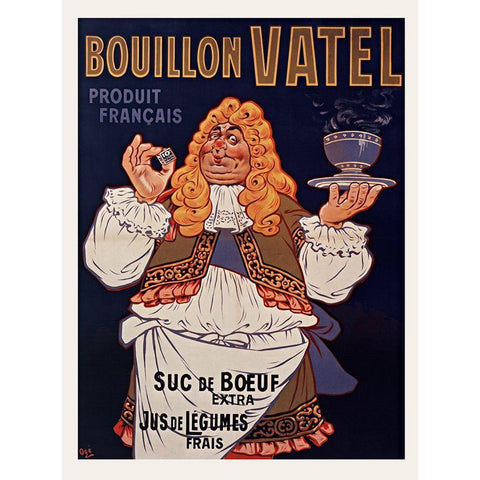 Bouillon Vatel Black Modern Wood Framed Art Print with Double Matting by Vintage Apple Collection