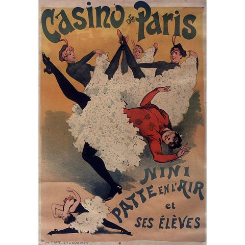 Casino de Paris Black Modern Wood Framed Art Print with Double Matting by Vintage Apple Collection