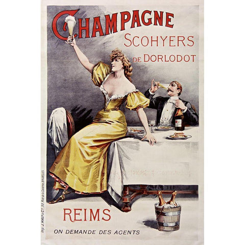 Champagne Scohyers White Modern Wood Framed Art Print by Vintage Apple Collection