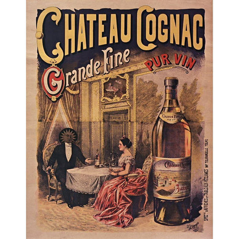 Chateau Cognac Gold Ornate Wood Framed Art Print with Double Matting by Vintage Apple Collection