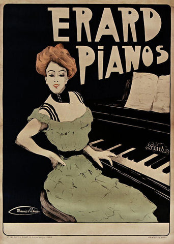 Erard Pianos White Modern Wood Framed Art Print with Double Matting by Vintage Apple Collection