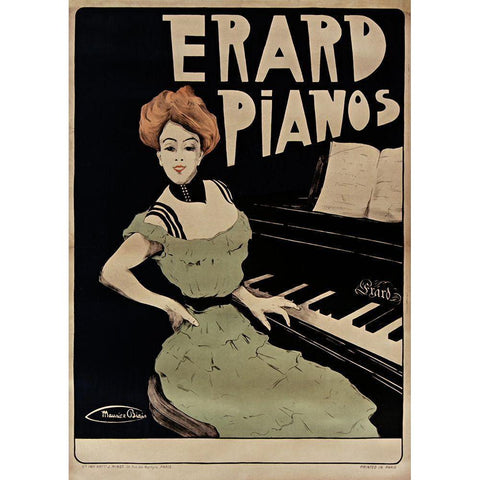 Erard Pianos Black Modern Wood Framed Art Print by Vintage Apple Collection