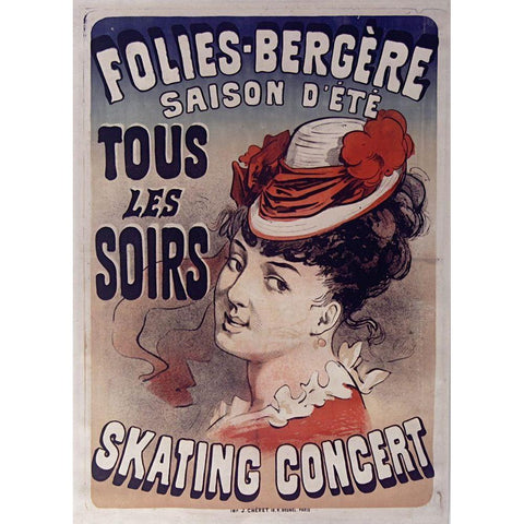 Folies BergÃ©re Skating Concert Black Modern Wood Framed Art Print with Double Matting by Vintage Apple Collection