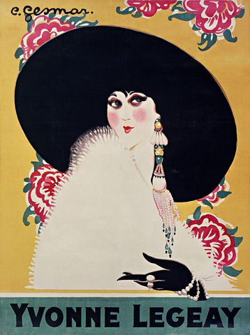 Yvonne Legeay Black Ornate Wood Framed Art Print with Double Matting by Vintage Apple Collection