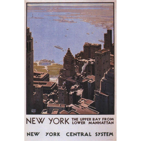 NY Central Gold Ornate Wood Framed Art Print with Double Matting by Vintage Apple Collection