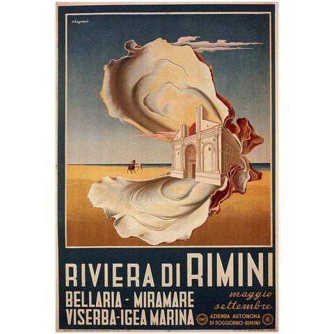 Riviera Rimini Black Modern Wood Framed Art Print with Double Matting by Vintage Apple Collection