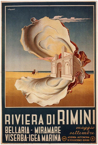 Riviera Rimini White Modern Wood Framed Art Print with Double Matting by Vintage Apple Collection