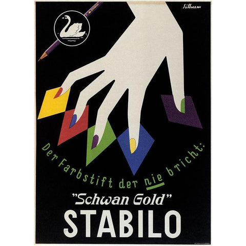 Stabilo Black Modern Wood Framed Art Print with Double Matting by Vintage Apple Collection